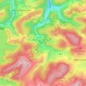 Hardt topographic map, elevation, terrain