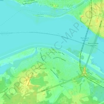 Kahnawake topographic map, elevation, terrain