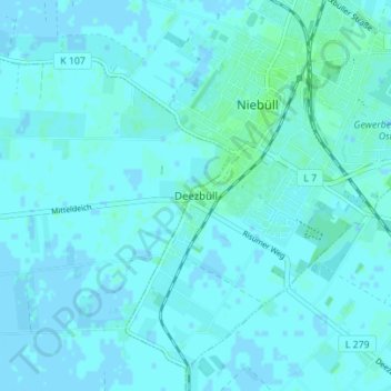 Deezbüll topographic map, elevation, terrain