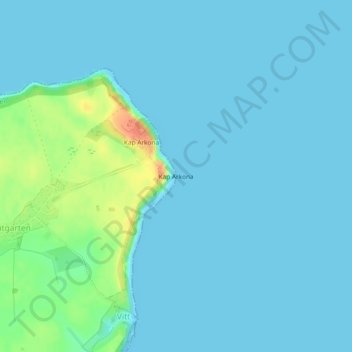 Cape Arkona topographic map, elevation, terrain