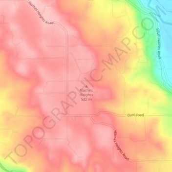 Naches Heights topographic map, elevation, terrain