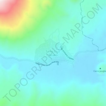 Santa Cruz Tanaco topographic map, elevation, terrain