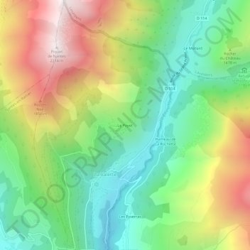 Le Poyet topographic map, elevation, terrain