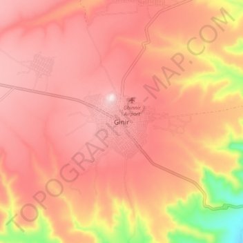 Ginir topographic map, elevation, terrain