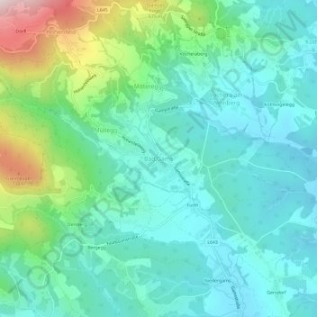 Bad Gams topographic map, elevation, terrain