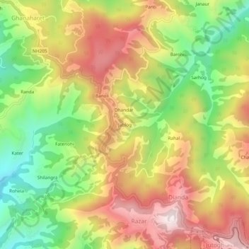 Jablog topographic map, elevation, terrain