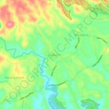 Salakaria topographic map, elevation, terrain