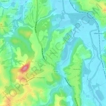 Arrauntz topographic map, elevation, terrain