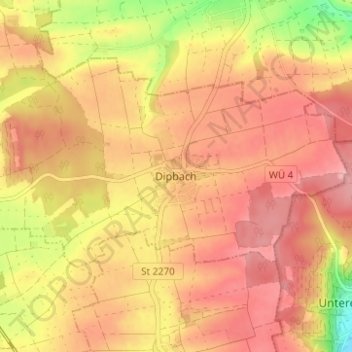 Dipbach topographic map, elevation, terrain