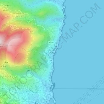 Pietranera topographic map, elevation, terrain