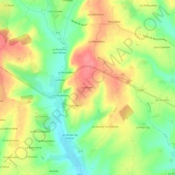 Le Rosier topographic map, elevation, terrain