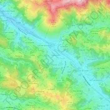 Lestrunie topographic map, elevation, terrain