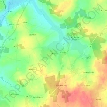 Le Manoir topographic map, elevation, terrain