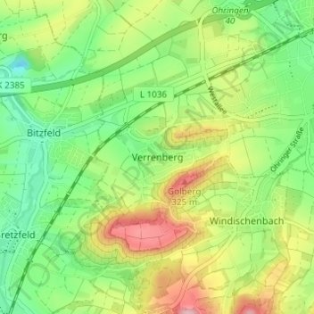 Verrenberg topographic map, elevation, terrain