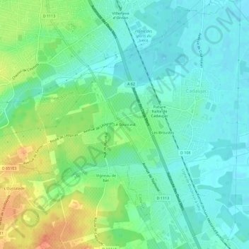 Le Bouscaut topographic map, elevation, terrain