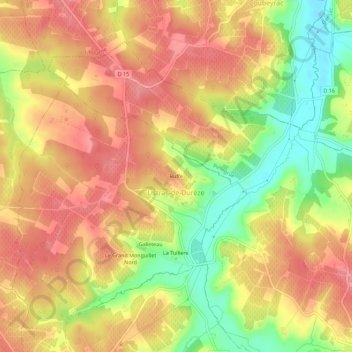Ruffe topographic map, elevation, terrain