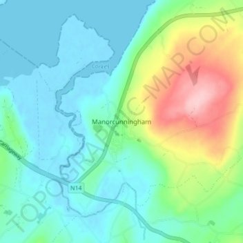 Manorcunningham Topographic Map, Elevation, Terrain