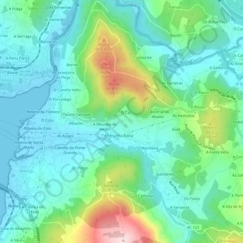 Os Alcallás topographic map, elevation, terrain