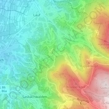 Hornenberg topographic map, elevation, terrain