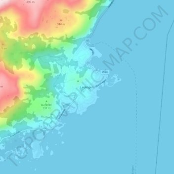 Lødingen topographic map, elevation, terrain