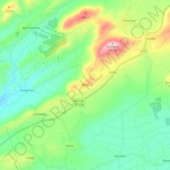 Torre topographic map, elevation, terrain