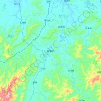 宜黄县 topographic map, elevation, terrain