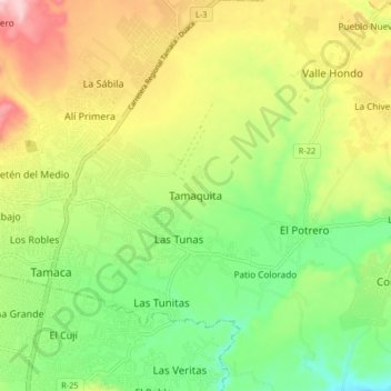 Tamaquita topographic map, elevation, terrain