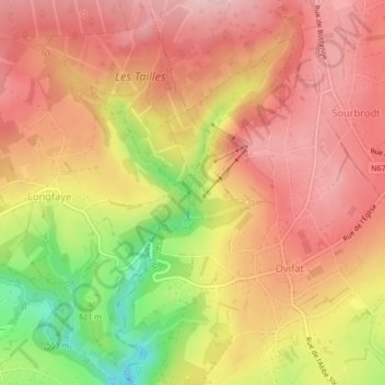 Bayehon topographic map, elevation, terrain