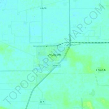 Anupgarh topographic map, elevation, terrain