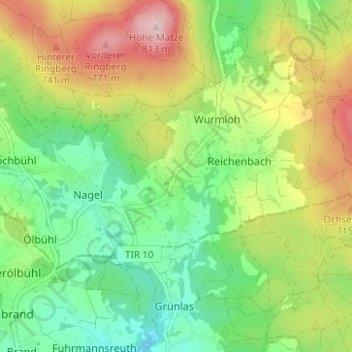 Mühlbühl topographic map, elevation, terrain