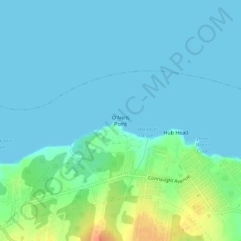 O'Neils Point topographic map, elevation, terrain