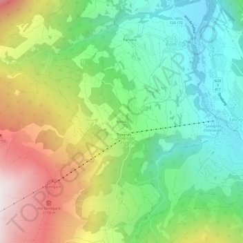 Rodas topographic map, elevation, terrain
