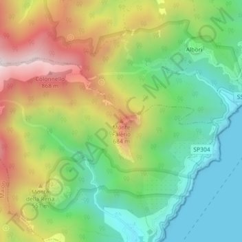 Monte Falerio topographic map, elevation, terrain