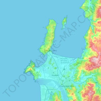 Talcahuano topographic map, elevation, terrain