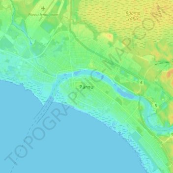 Pärnu topographic map, elevation, terrain