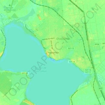 Chascomús topographic map, elevation, terrain