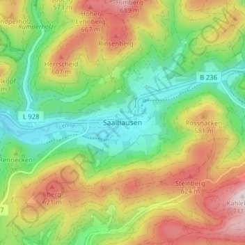 Saalhausen topographic map, elevation, terrain