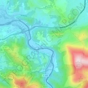 Biriatou topographic map, elevation, terrain
