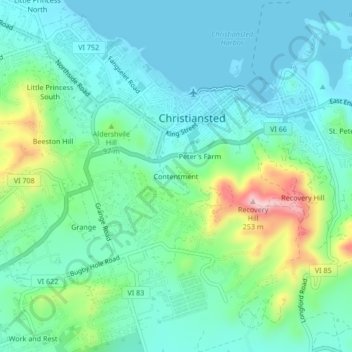 Contentment topographic map, elevation, terrain