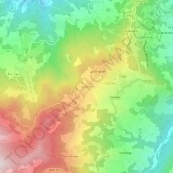 La Verna topographic map, elevation, terrain
