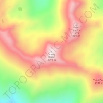 Smoky Dome topographic map, elevation, terrain
