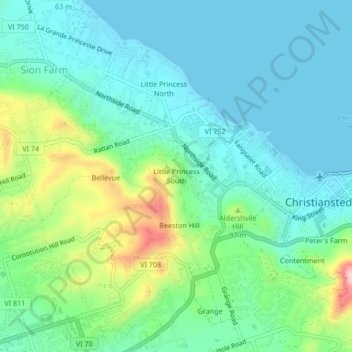 Little Princess South topographic map, elevation, terrain