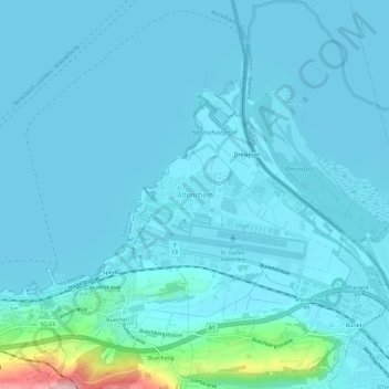 Altenrhein topographic map, elevation, terrain