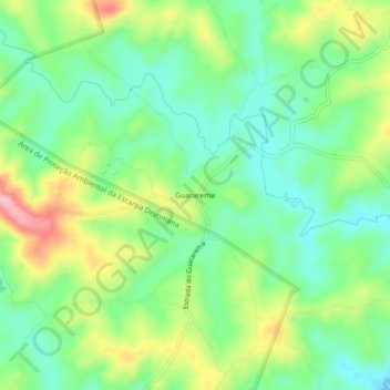 Guararema topographic map, elevation, terrain