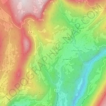 Communal topographic map, elevation, terrain