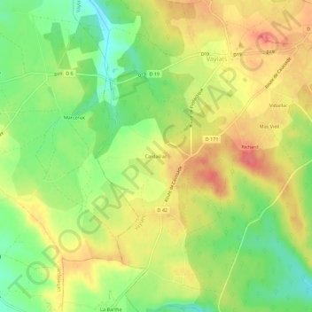 Cardaillac topographic map, elevation, terrain