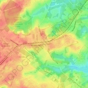 Pontiac topographic map, elevation, terrain