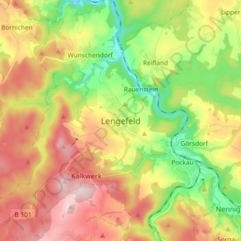 Lengefeld topographic map, elevation, terrain