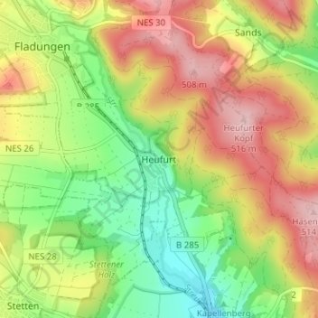 Heufurt topographic map, elevation, terrain