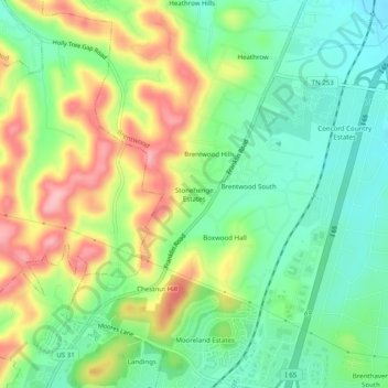 Stonehenge Estates topographic map, elevation, terrain